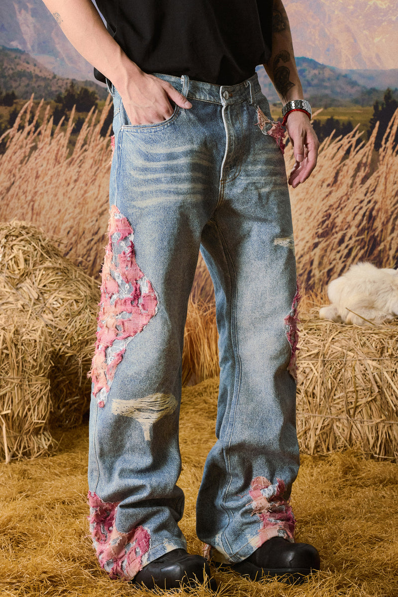 YADCREW LACE STICHING JEANS – Baroque Galleria