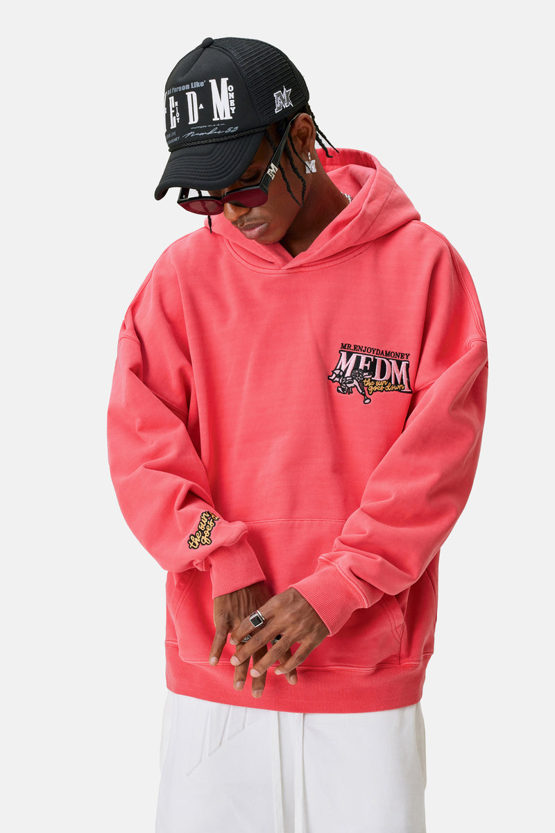 Red best sale washed hoodie