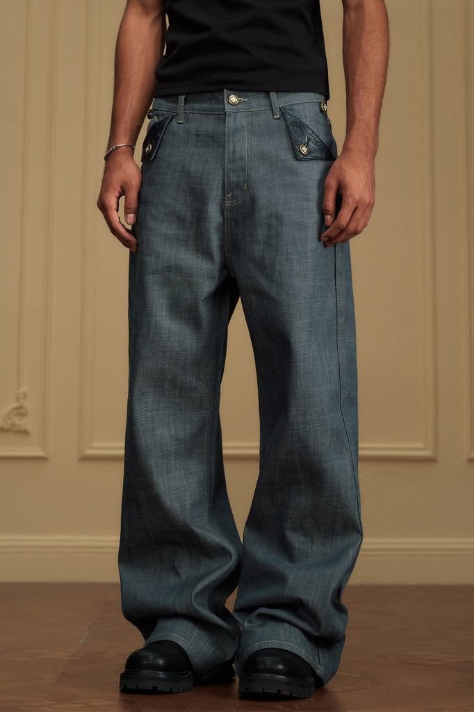 YADCREW WAXED BUTTON JEANS – Baroque Galleria