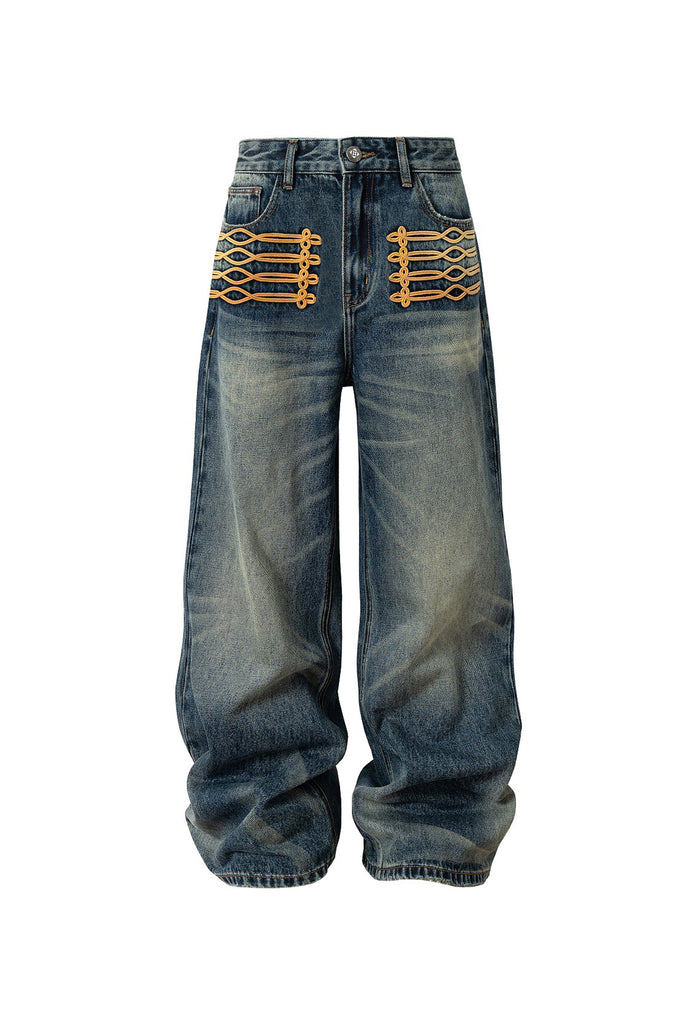 YADCREW COURT STYLE EMBROIDERY JEANS – Baroque Galleria