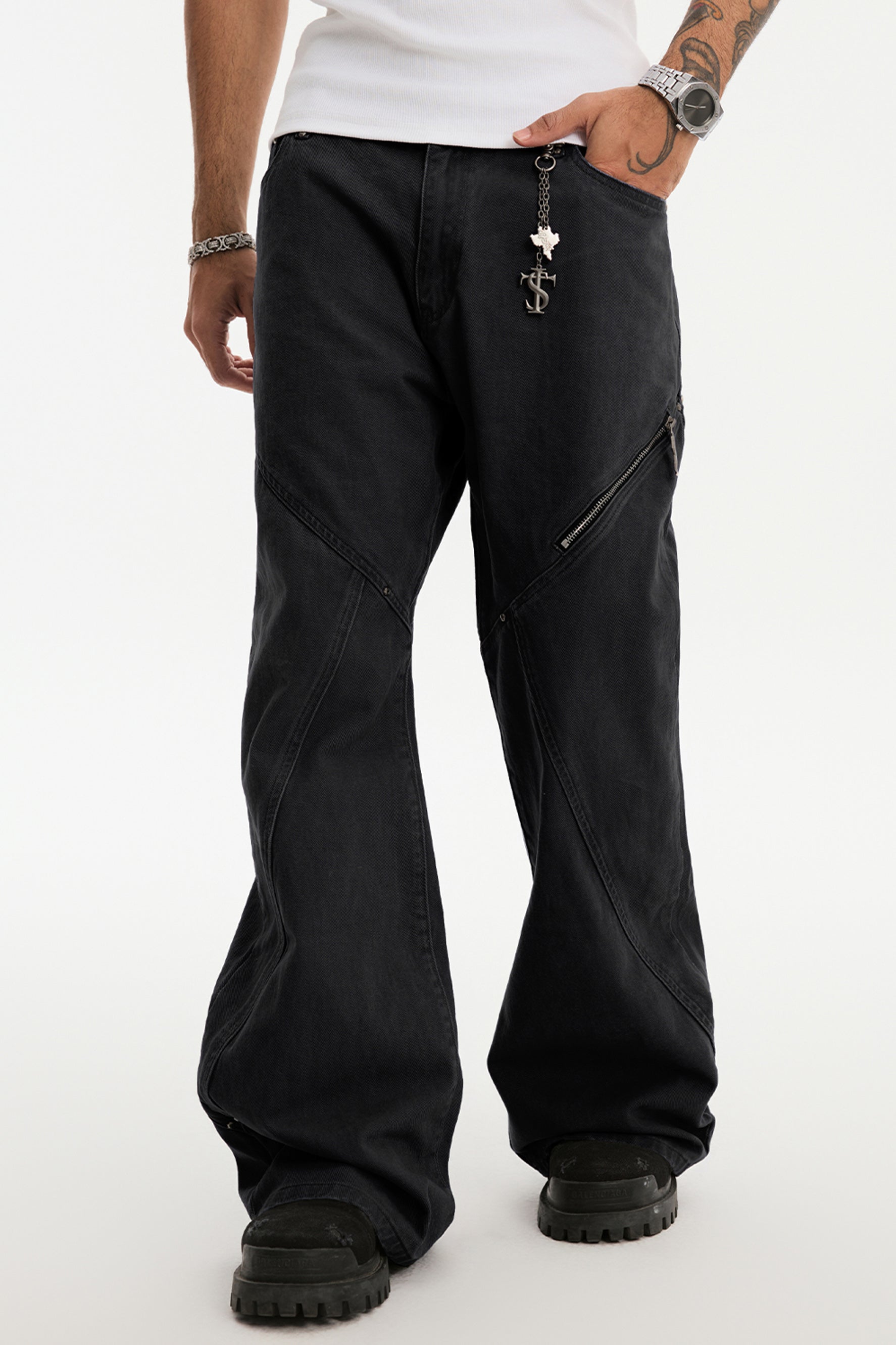 STK CURVED FLARED PANTS – Baroque Galleria